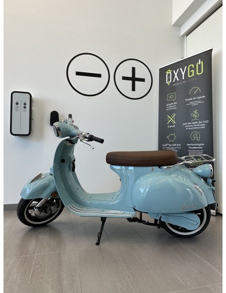 SUPER TANGO Bleu ciel Selle marron Scooter 100% électrique
