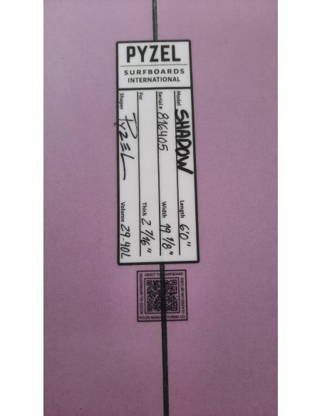 PYZEL SHADOW 6' GREY RAILS AND PURPLE DECK